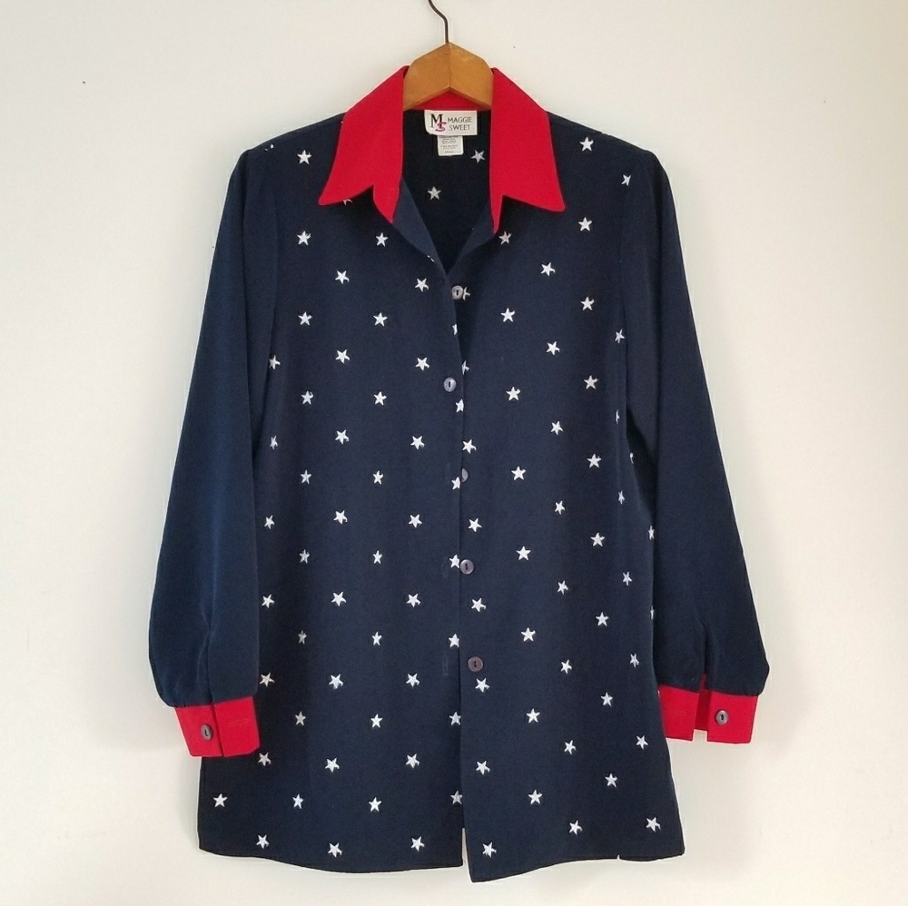 Maggie Sweet Red White Blue Blouse
